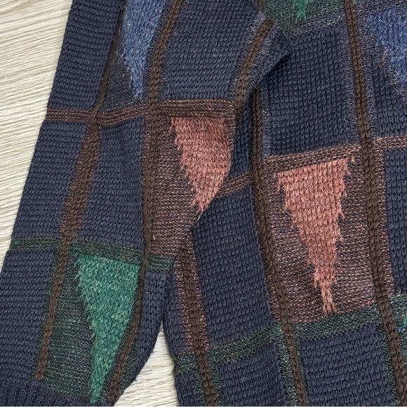 Vintage 90s Gant Rugger Sweater Mens Sz Large Heavy Knit Abstract - Picture 6 of 10